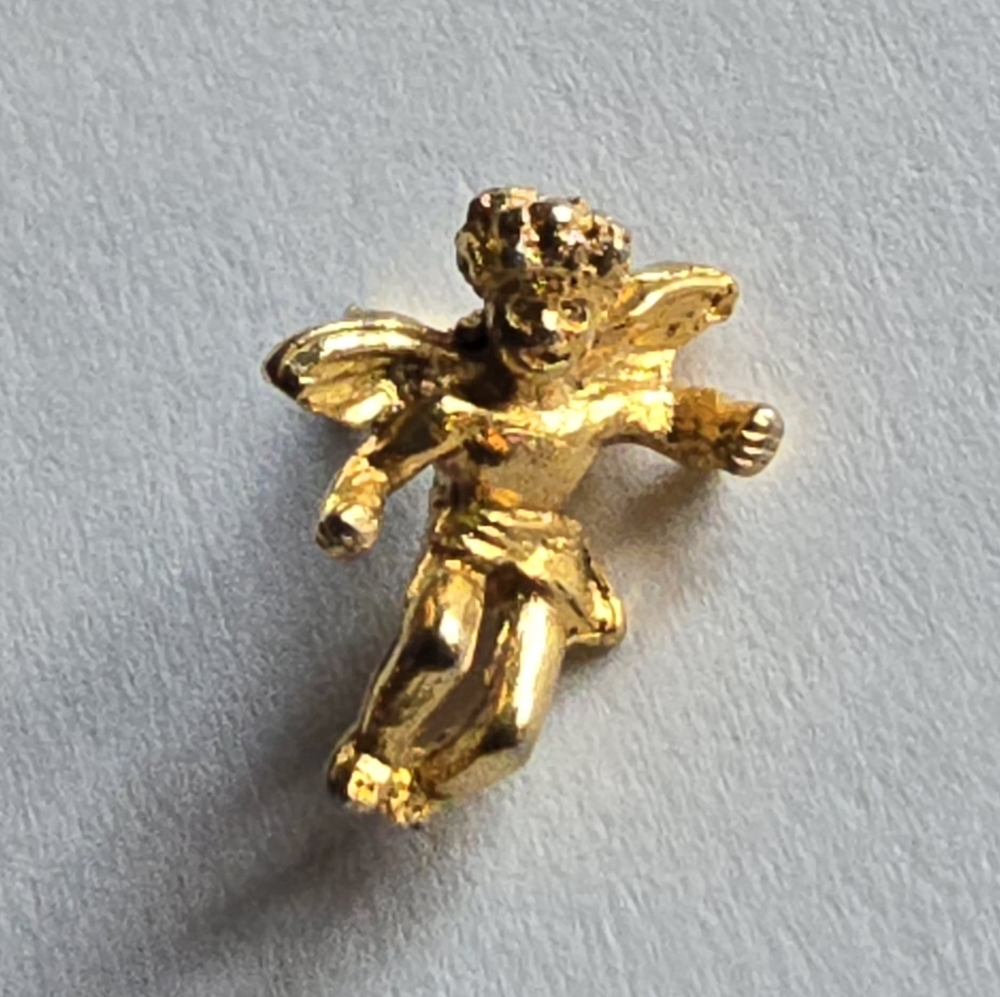 Angel on my Shoulder pin gold tone angle cherub guardian religious Christian